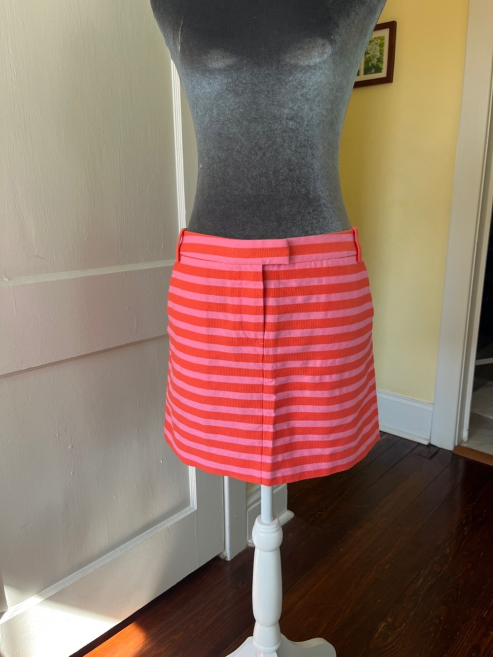 J. Crew Pink and Coral Striped Mini Skirt